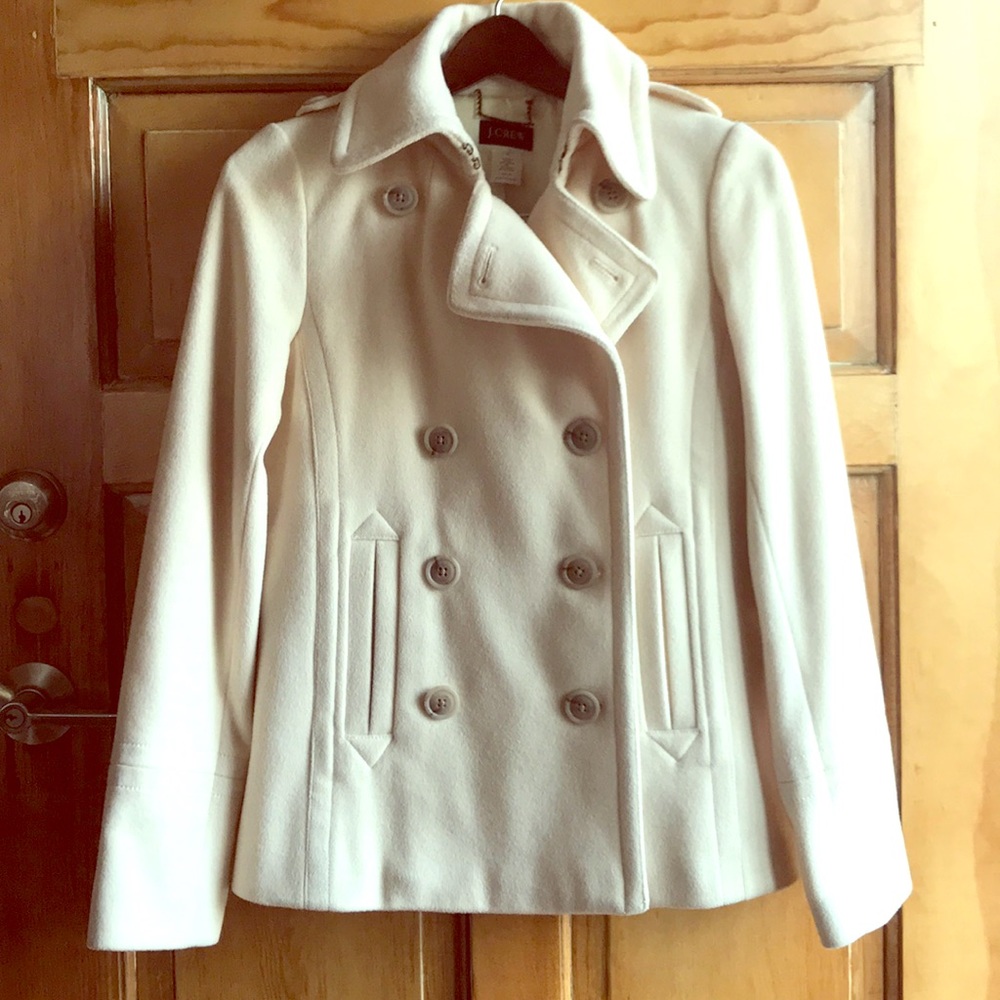 J. Crew cream pea coat