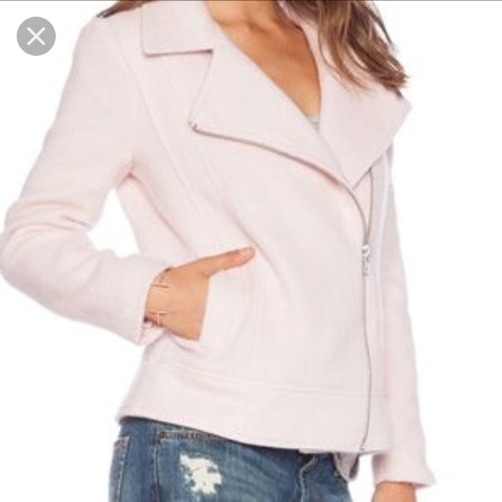 BB Dakota Pink Wool Moto Jacket