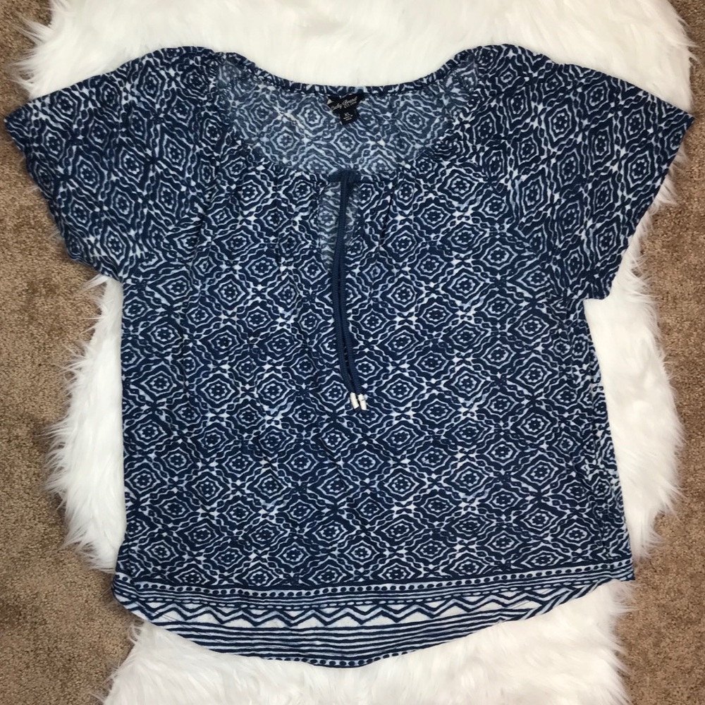 Lucky Brand Linen Scoop Neck Blouse