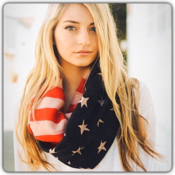 USA Flag Infinity Scarf Lightweight Vintage Look - Picture 2 of 6
