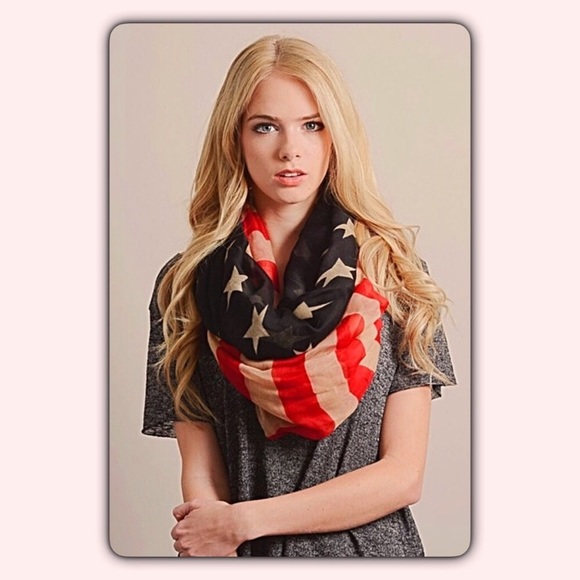 USA Flag Infinity Scarf Lightweight Vintage Look - Picture 3 of 6