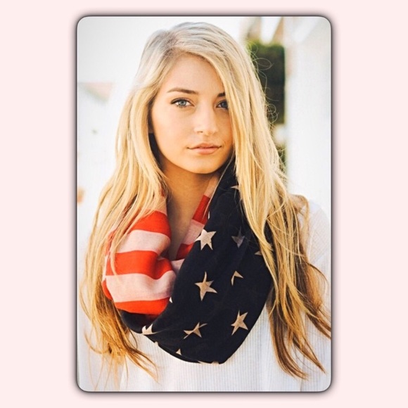 USA Flag Infinity Scarf Lightweight Vintage Look - Picture 4 of 6
