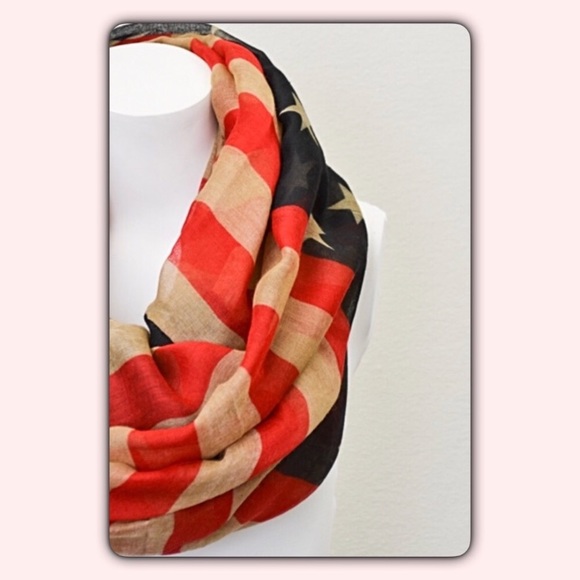 USA Flag Infinity Scarf Lightweight Vintage Look - Picture 5 of 6