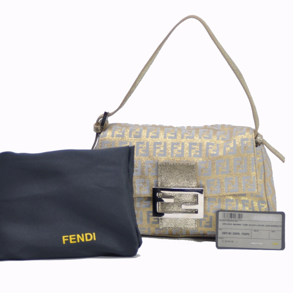 RARE Fendi Gold & Silver Blue Metallic Bag