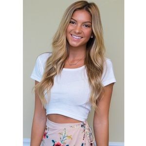 New Mini Scoop Neck Crop Top Tee White