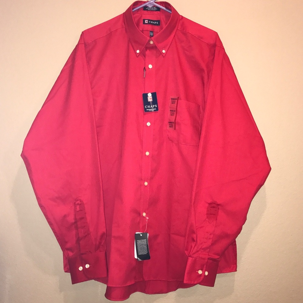 NWT Men's Chaps button down red shirt