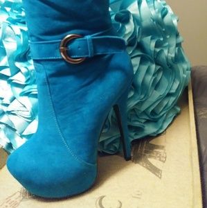 Indigo (blue)colored knee high Boot