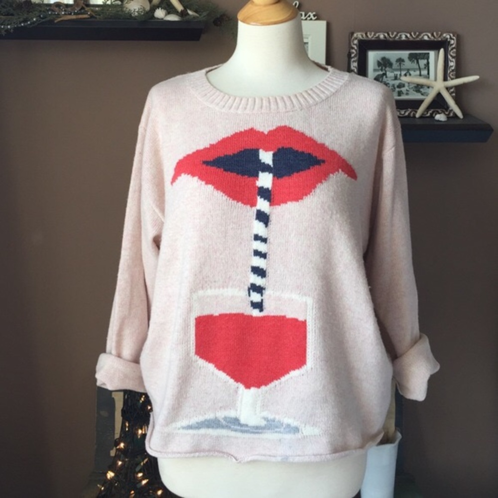 Wildfox Wine and Lips Suck it Up Sweater (Small)
