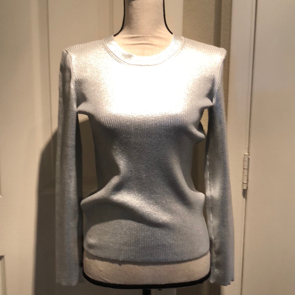 Carven metallic silver top NWOT
