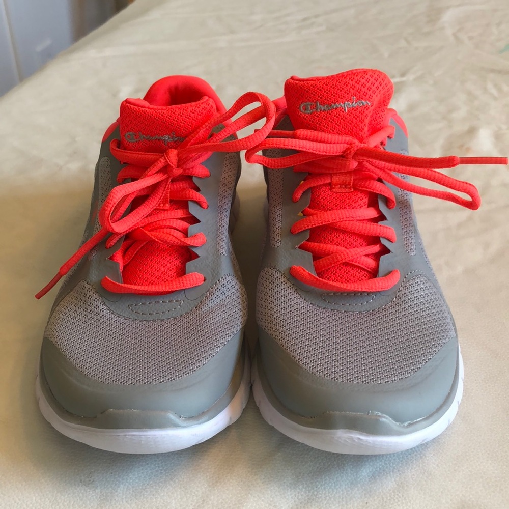 Champion gray hot orange tennis shoes Sz 7.5M