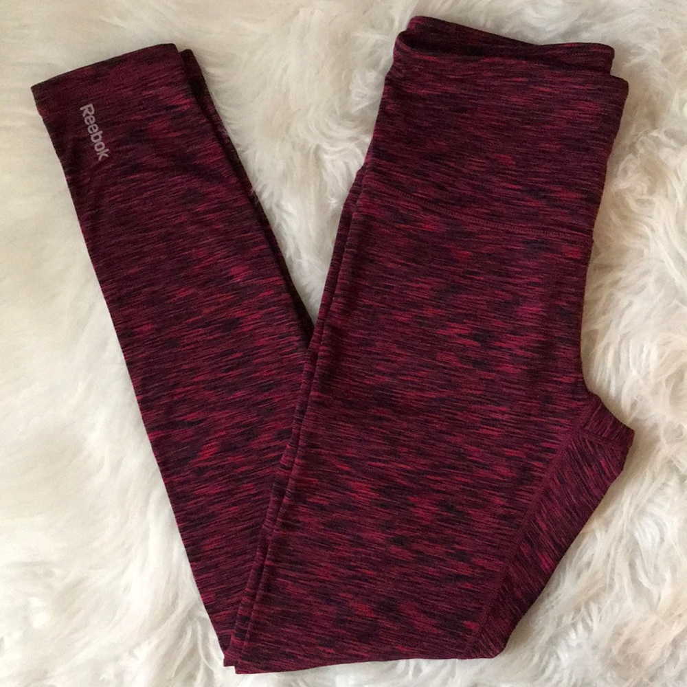 Reebok Maroon Patterned High Waisted Leggings (S)