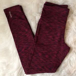 Reebok Maroon Patterned High Waisted Leggings (S)