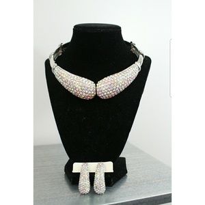 Bling rhinestone necklace costume jewelry silver