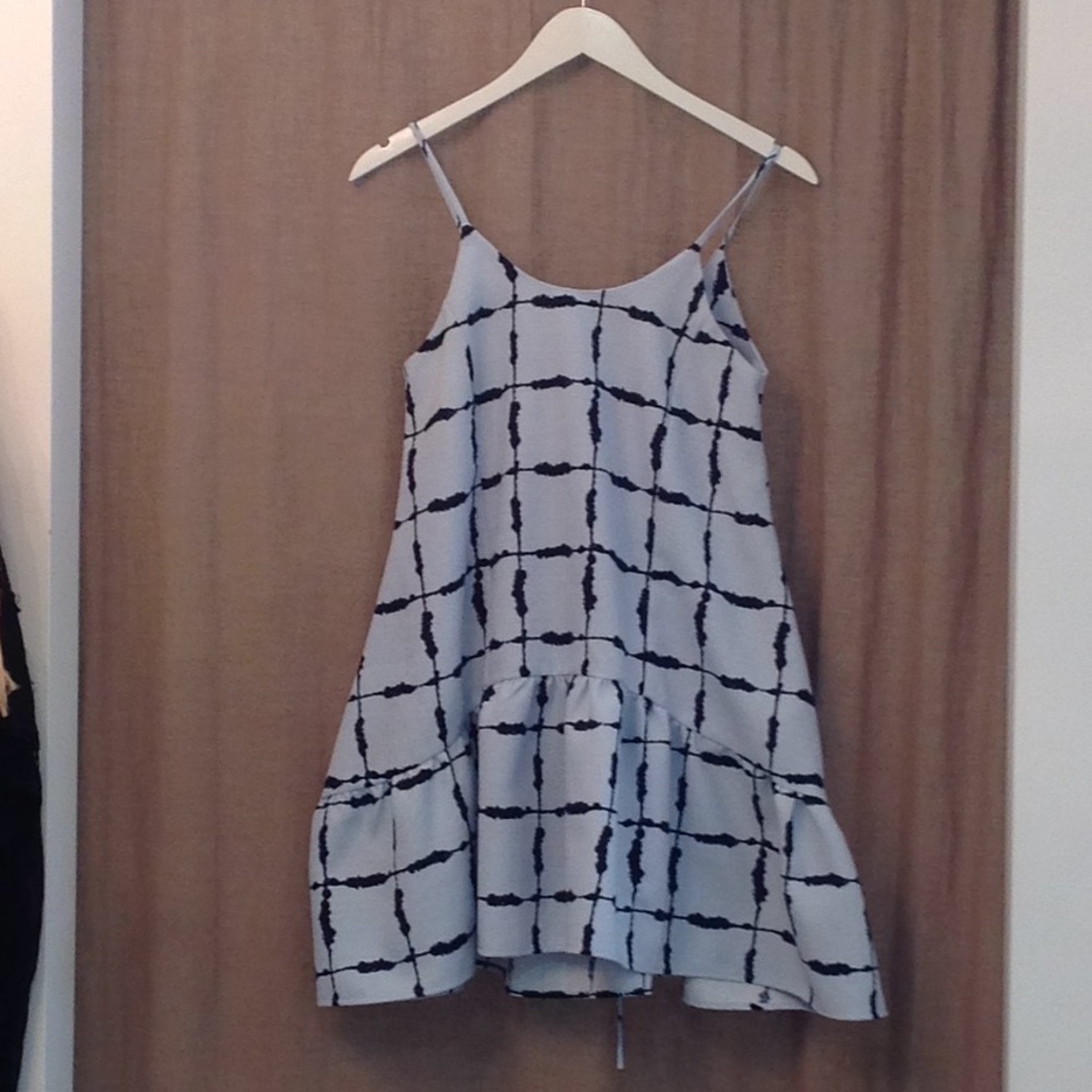 J.O.A. Baby Blue Pattern Ruffle Dress