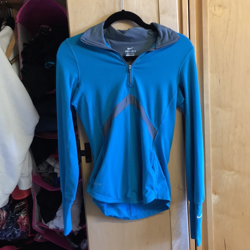 Nike Dri-Fit Blue Long Sleeve Workout 3/4 Zip Up