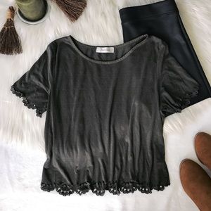 FAUX SUEDE TOP