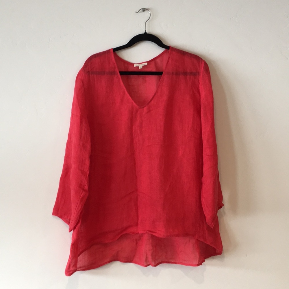 Eileen Fisher Red Linen Top