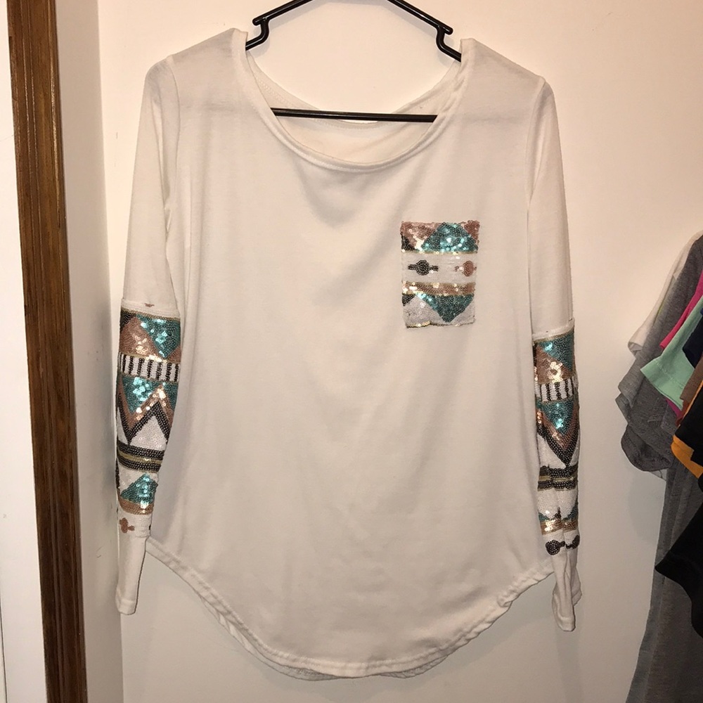 White Sequin Shirt