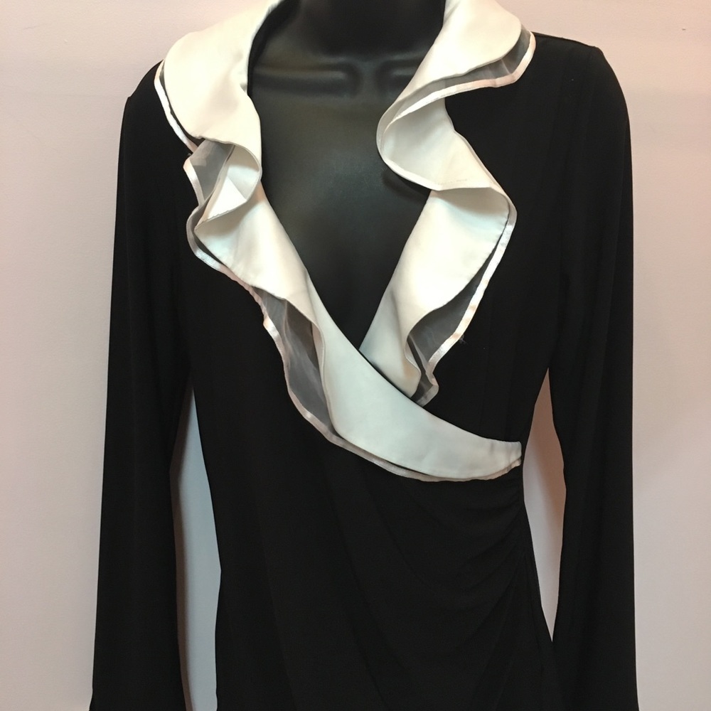 White House black-market ruffled wrap blouse