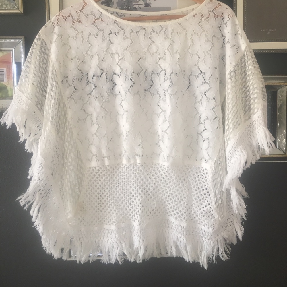 ANTHROPOLOGIE off white crochet top