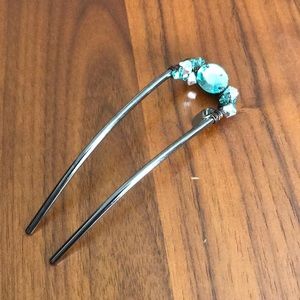 Colette Malouf teal crystal hairpin