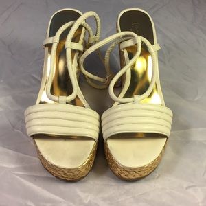 Coach 8 white gold Espadrilles sandals heels