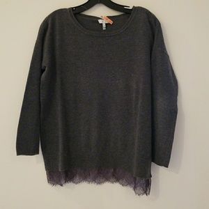 Joie grey sweater w/lace detailing