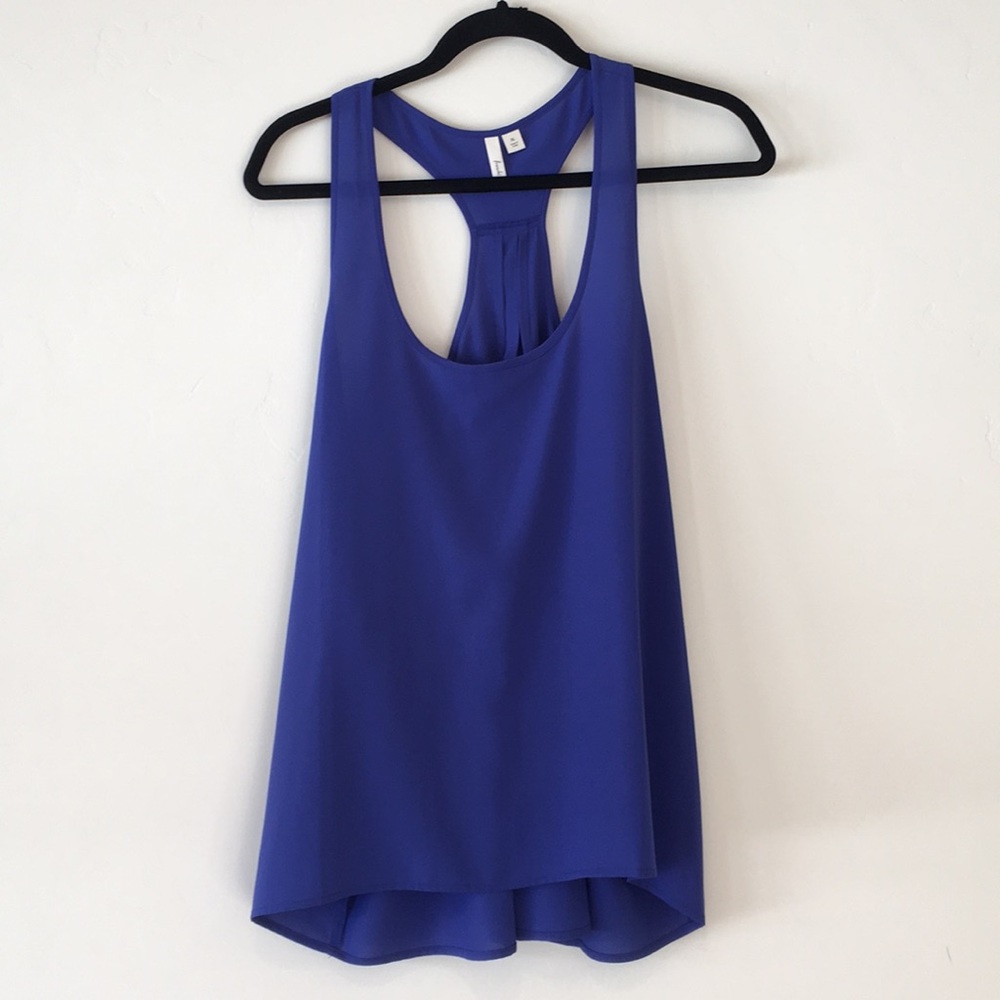 Blue Racerback Top with pleated detail