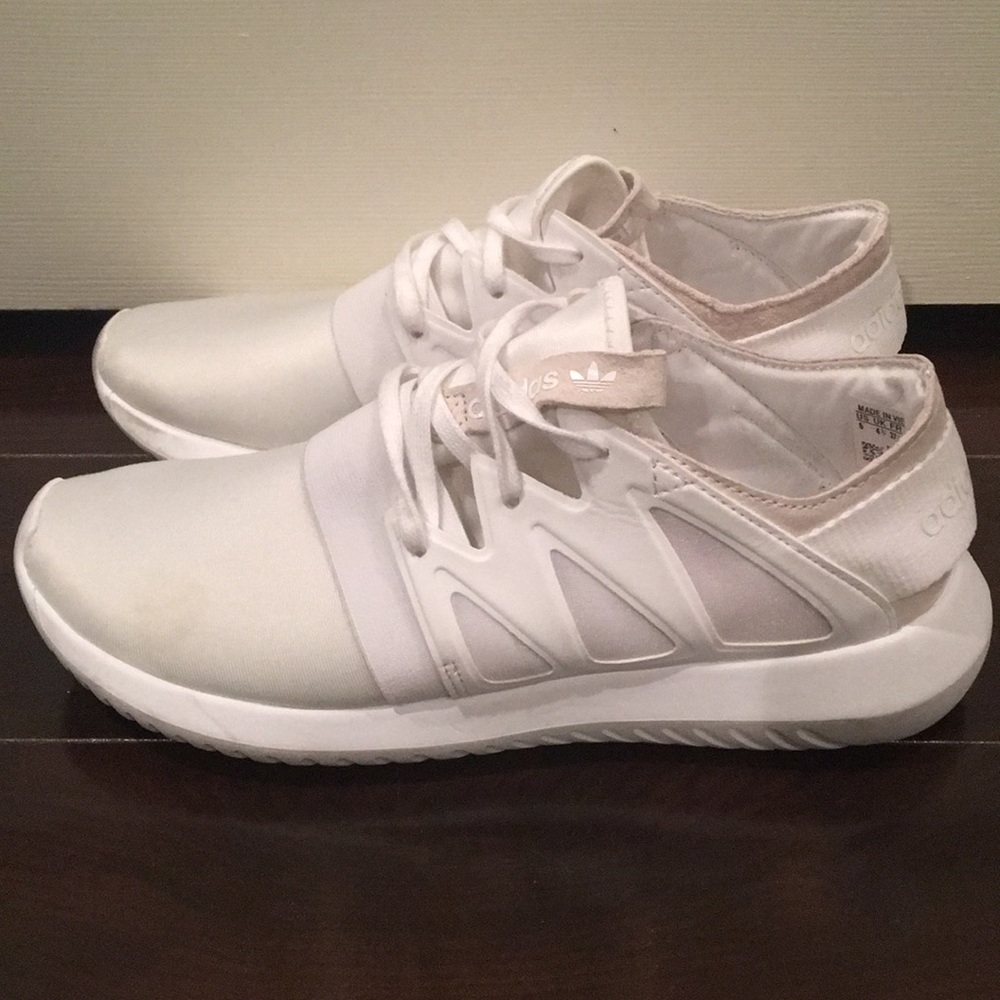 Adidas white tubular sneakers size 6- almost new