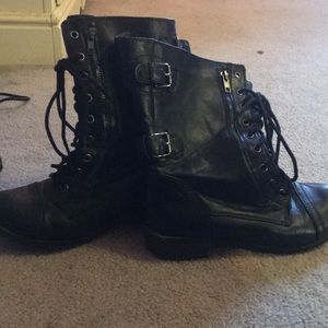 black combat boots