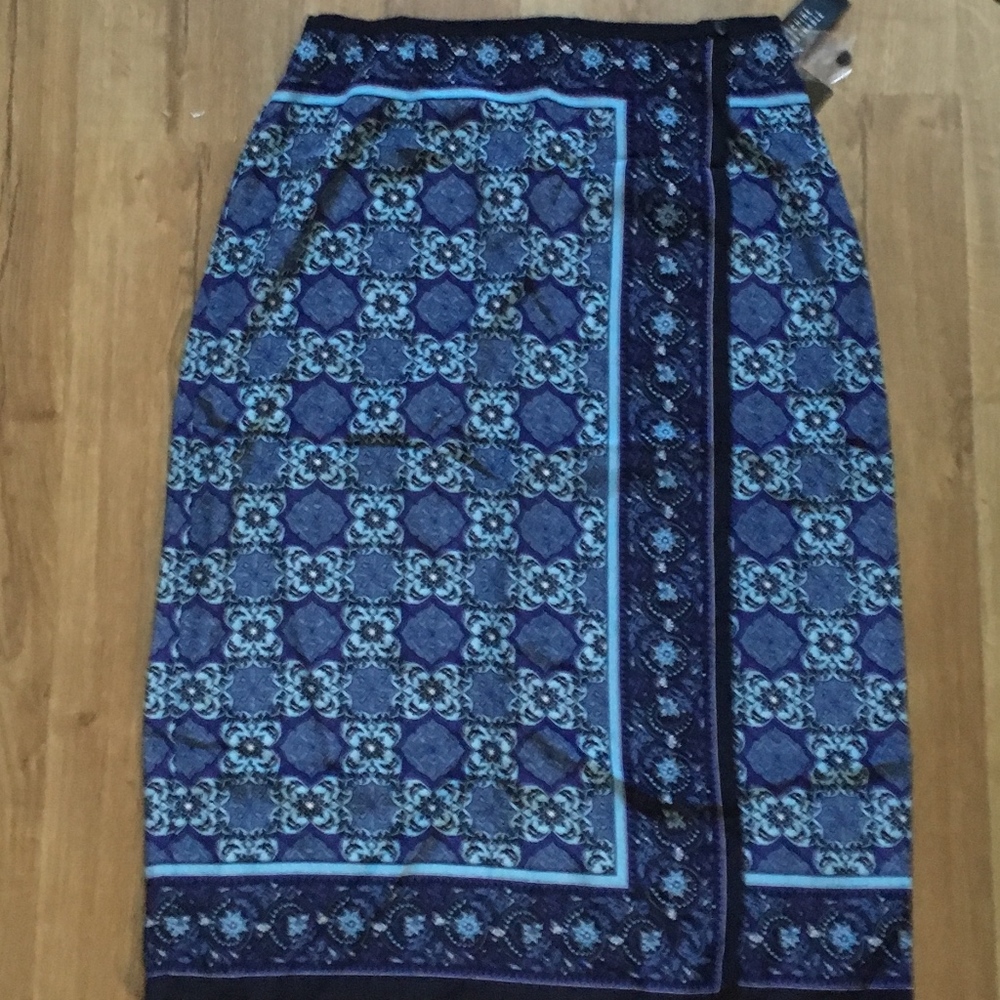 Sag-Harbor Mock Wrap Skirt- Blue