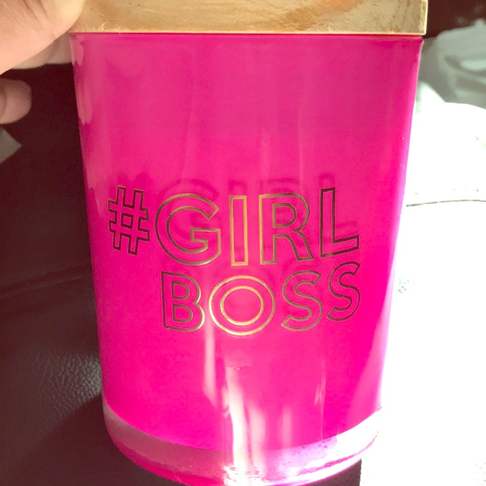 Girl boss fragrant candle in hot pink container