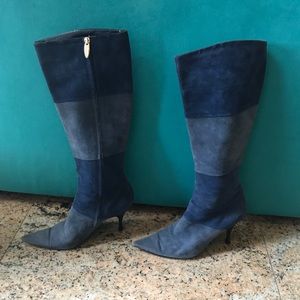 Sergio Rossi tall blue suede boots size 39