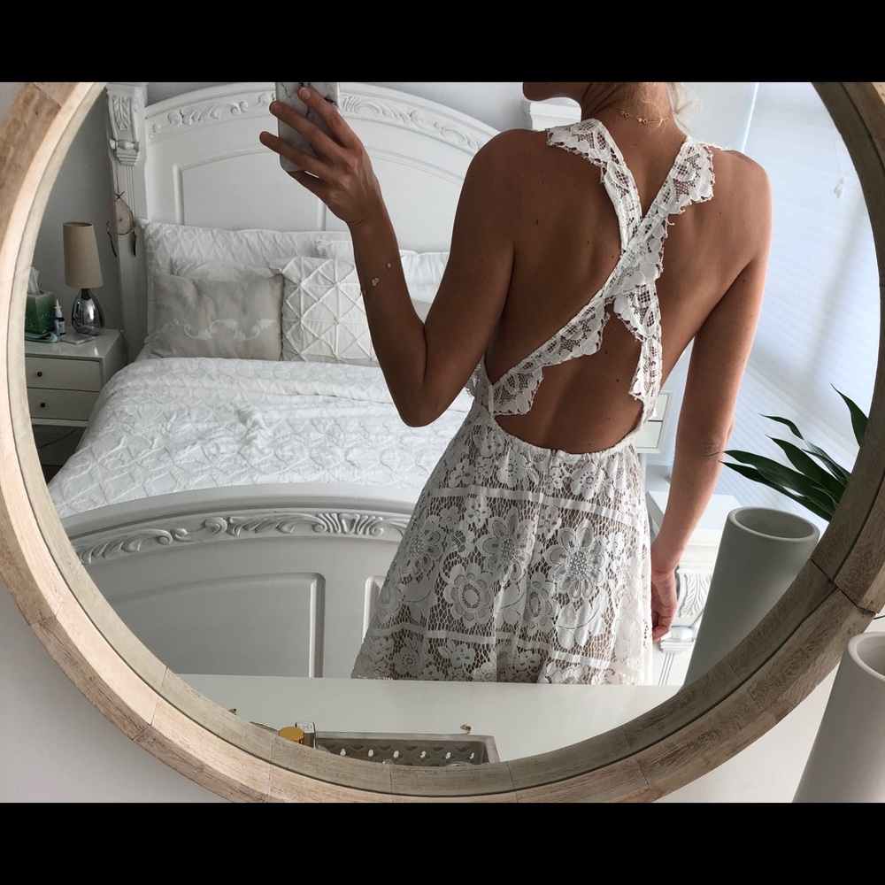 White lace mini dress