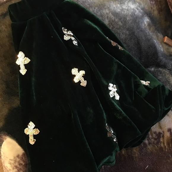 ☀️☀️SOLD☀️☀️Dark green velvet skirt - Picture 4 of 5