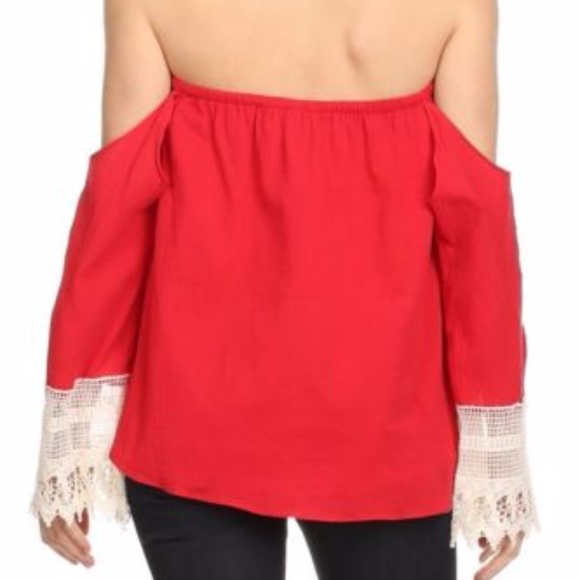 RED VAVA BY JOY HAN OFF SHOULDER TOP - Picture 3 of 4
