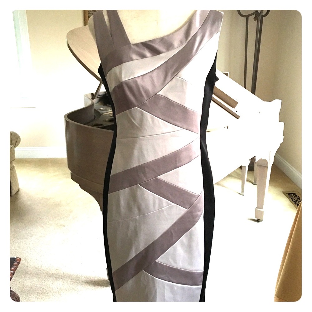 Champagne and black fitted dress size 10