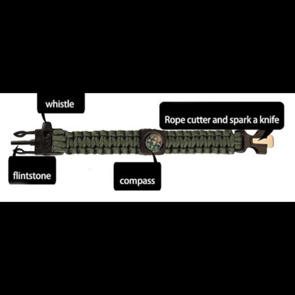 5 in 1 Outdoor Survival Bracelet Army Green - Picture 5 of 7