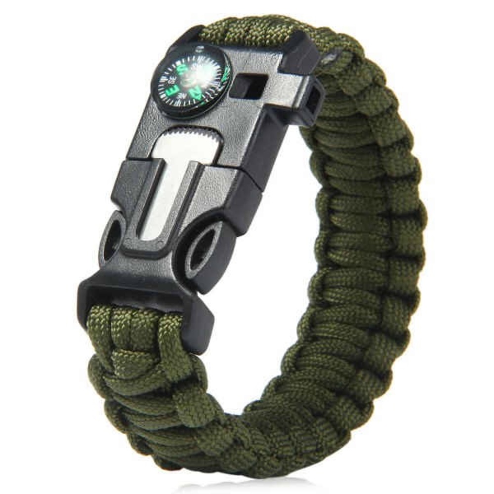 5 in 1 Outdoor Survival Bracelet Army Green - Picture 3 of 7