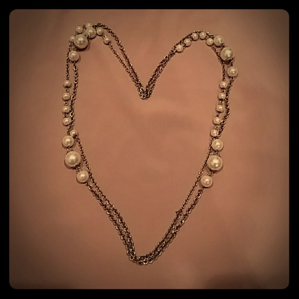 Long faux pearl necklace