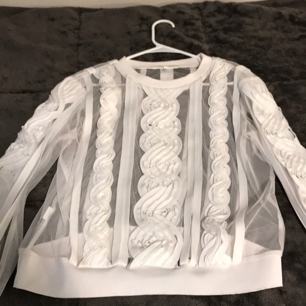 White Rose Mesh Top