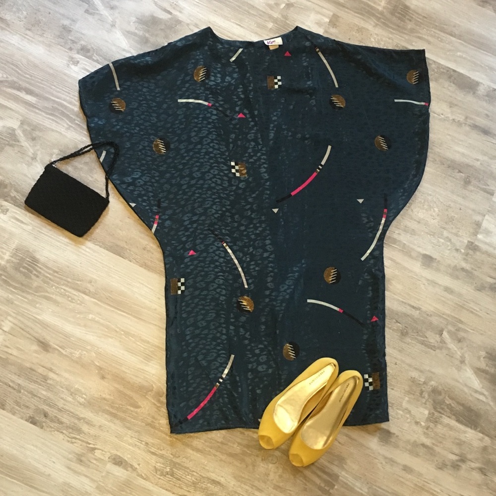 80’s Vintage Batwing Dress in Teal