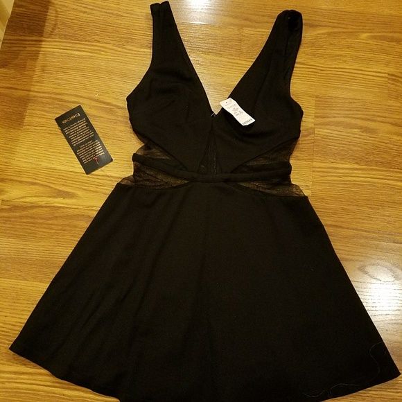 Bebe mesh inset deep v-neck midi dress XXS - Picture 2 of 4