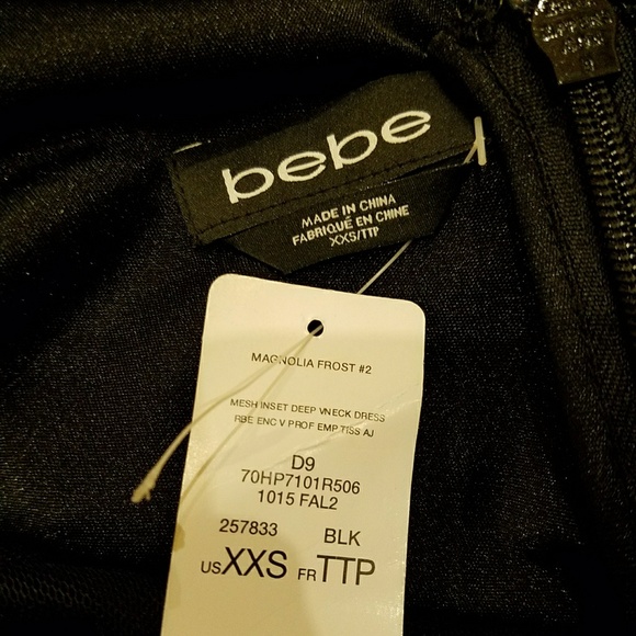 Bebe mesh inset deep v-neck midi dress XXS - Picture 4 of 4