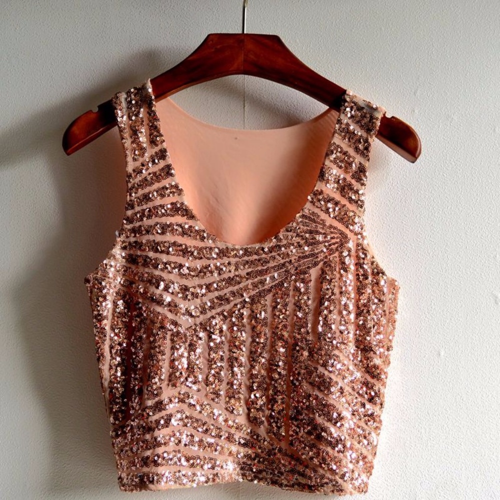 Sequin Crop Top - Rose Gold