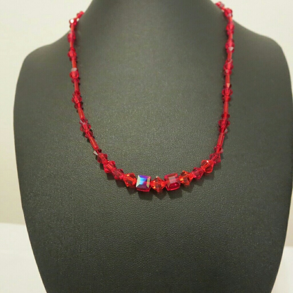 Handmade Red Geometric Necklace