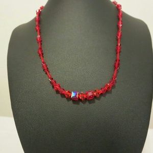 Handmade Red Geometric Necklace