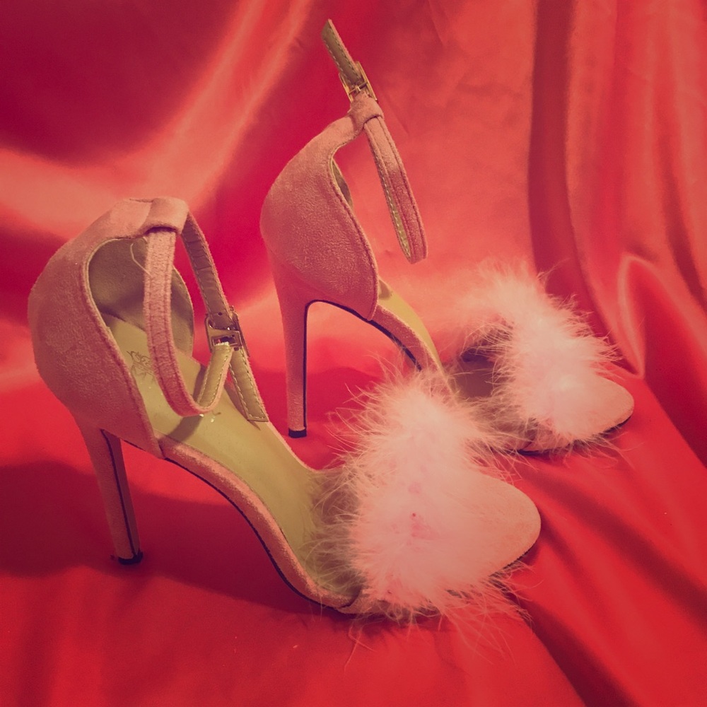 Pink fur heels