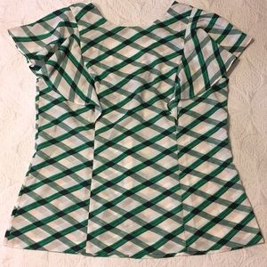 Plaid Banana Republic Ruffle Sleeve Top