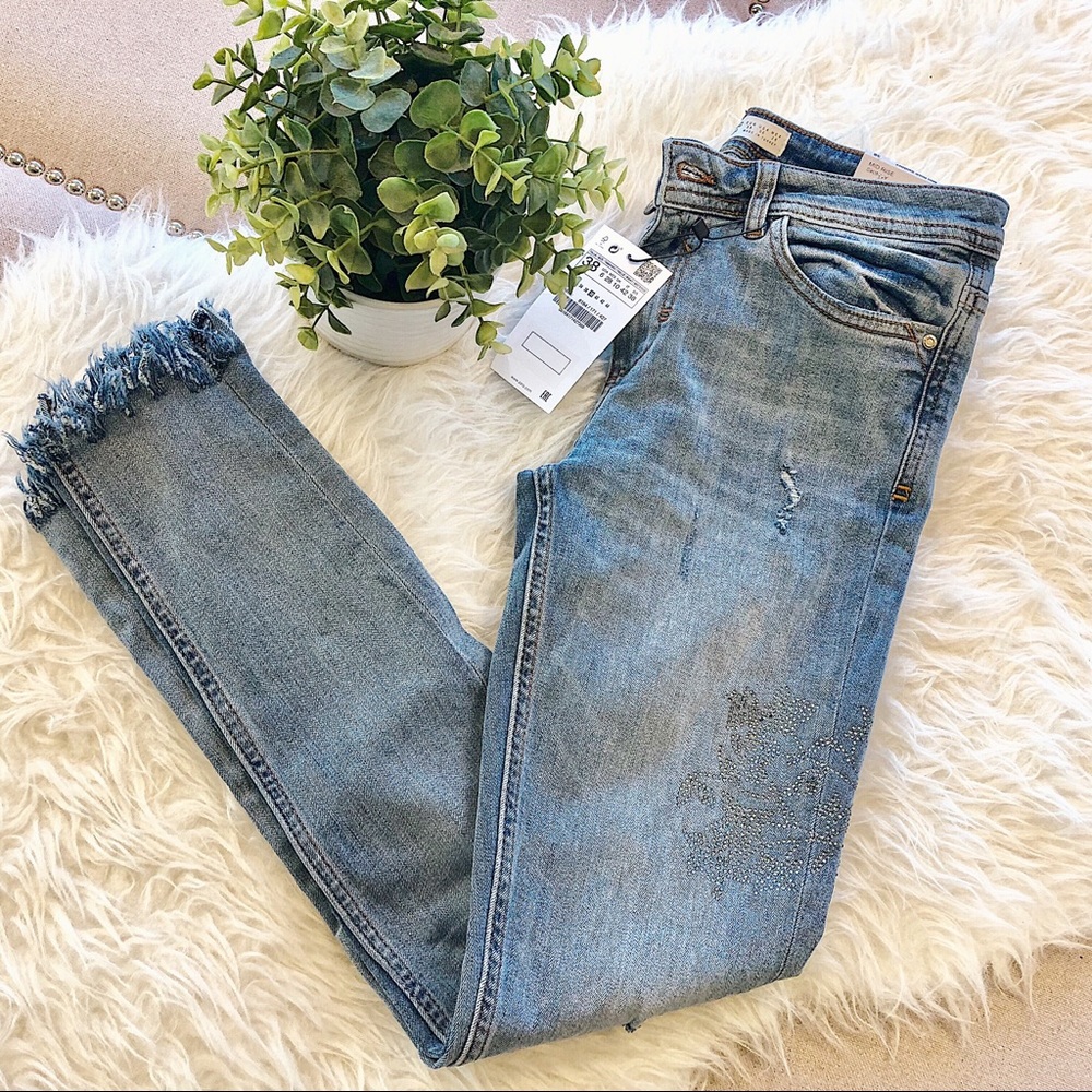 ZARA FRINGE JEANS NWT